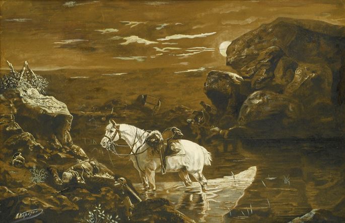 Nikolai Nikolaevich Karazin - Horse Watering at the Edge of a Battlefield | MasterArt